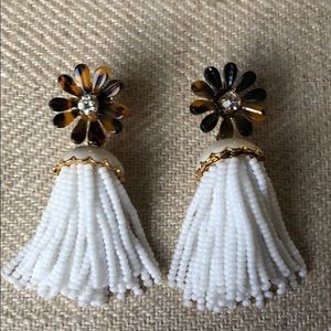 J.Crew tortoise beaded tassel earrings